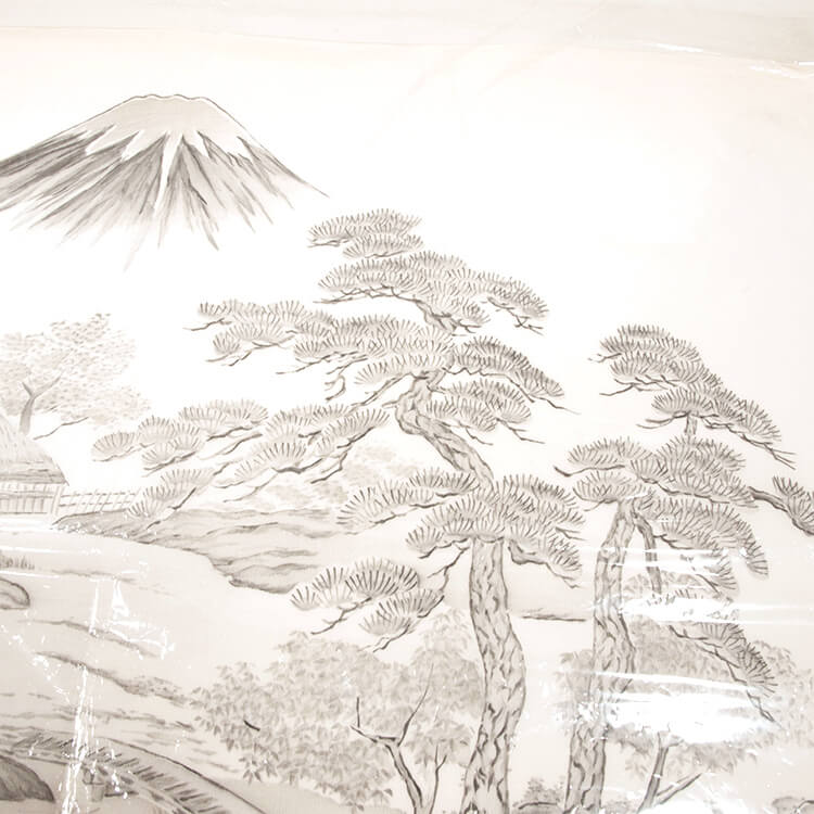 白地富士山墨絵　額裏