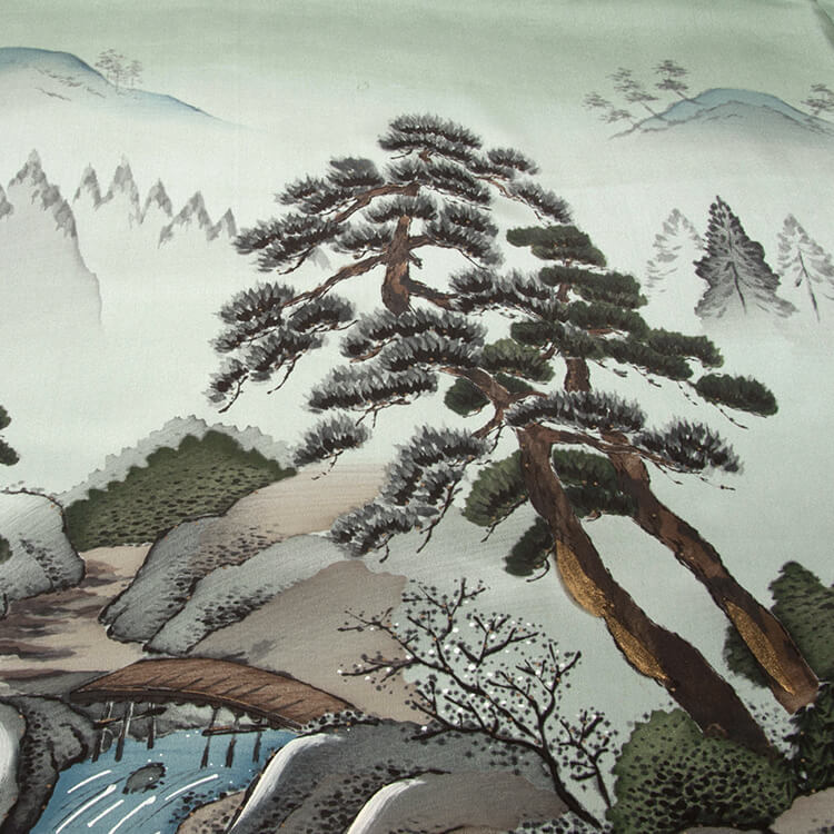 緑地山水画　額裏
