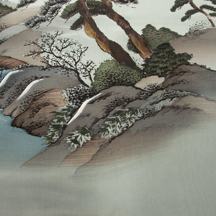 緑地山水画　額裏