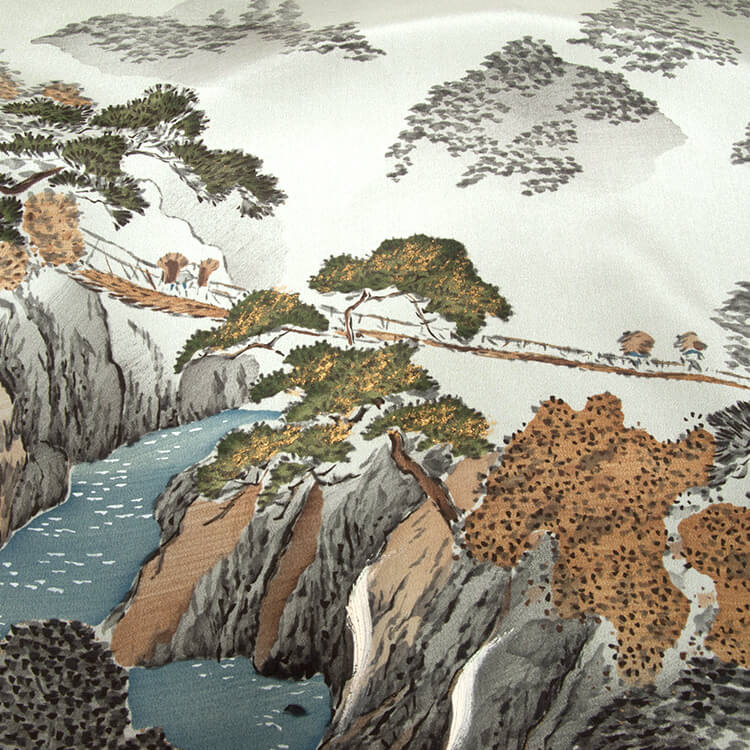 緑地山水画　額裏