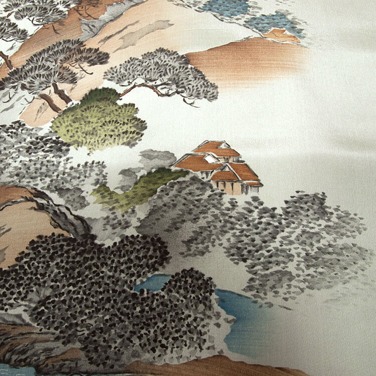 緑地山水画　額裏