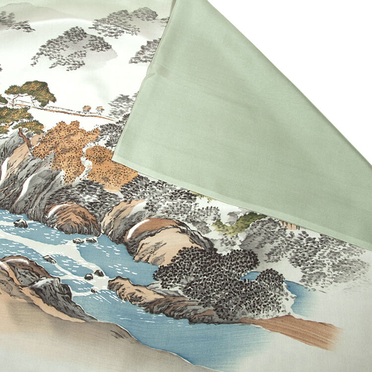 緑地山水画　額裏