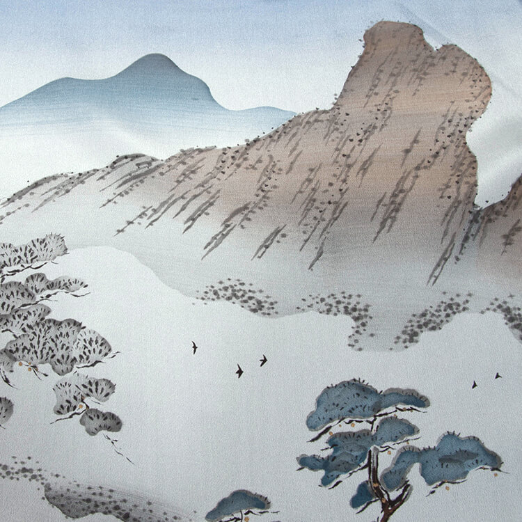 藍色山水画 　額裏