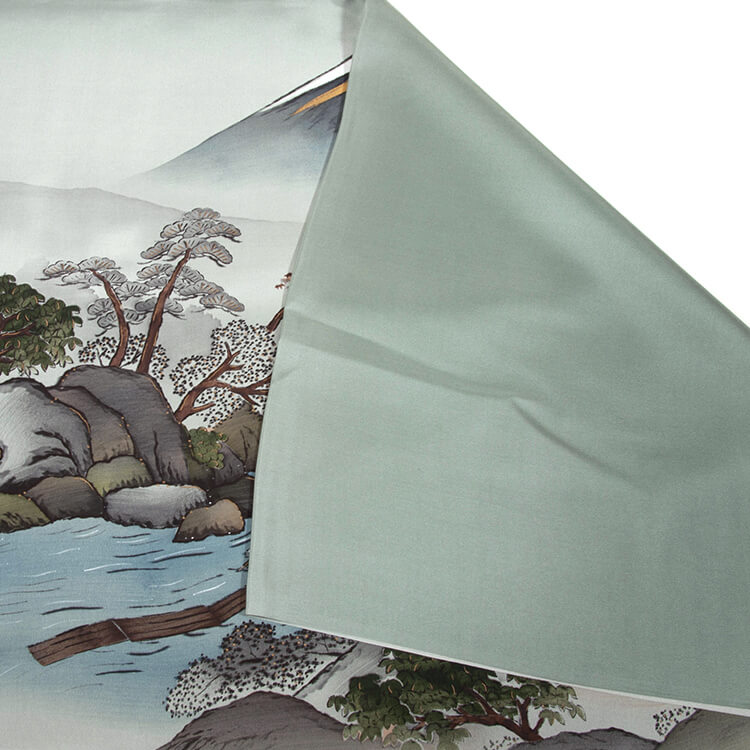 緑地山水画　額裏