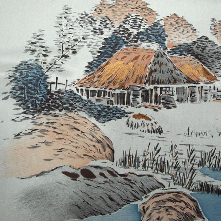 緑地山水画　額裏
