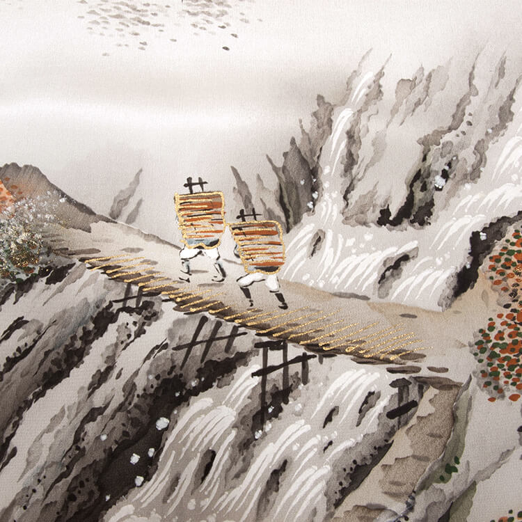 緑地山水画　額裏
