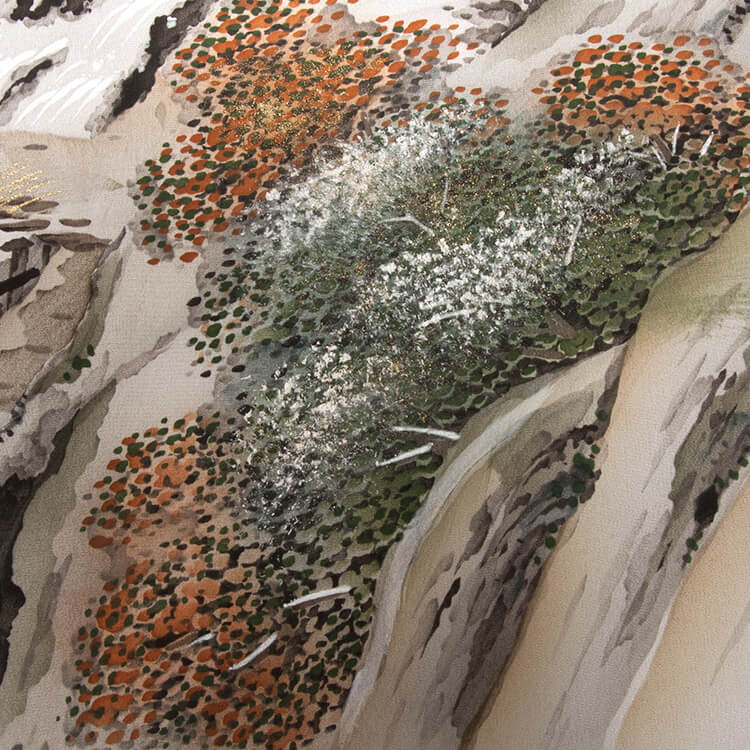 緑地山水画　額裏