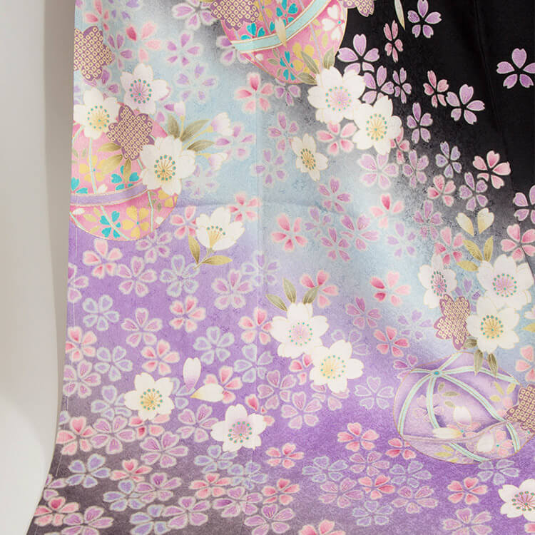 桜手毬文振袖