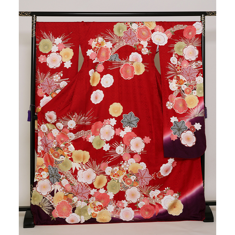赤に紫　古典四季花