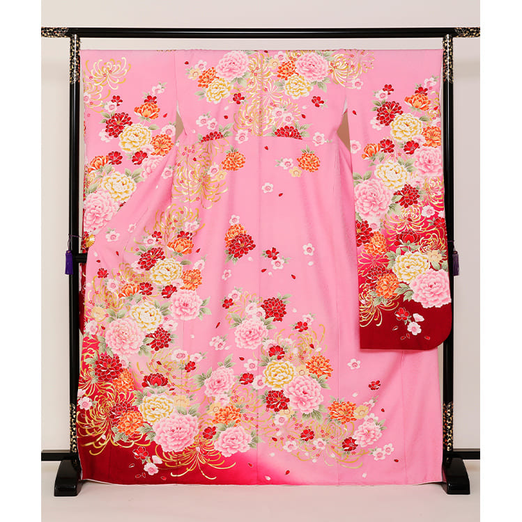 ピンク牡丹に乱菊