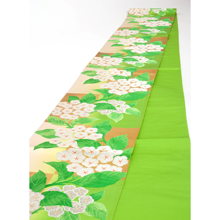 紫陽花市松取り六通袋帯