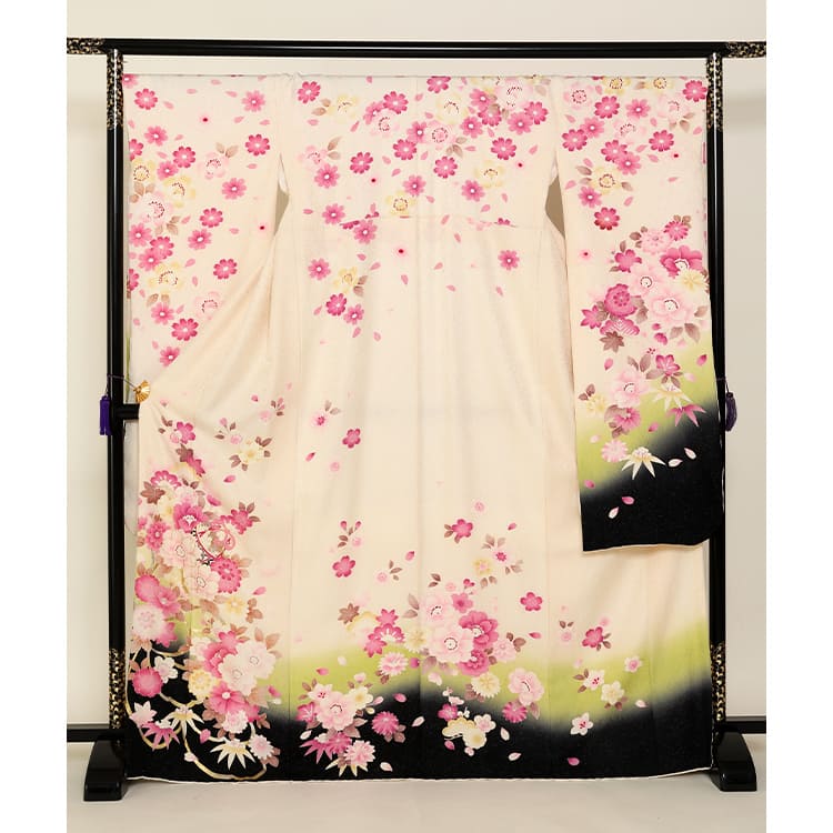 白地若草黒ぼかし花篭